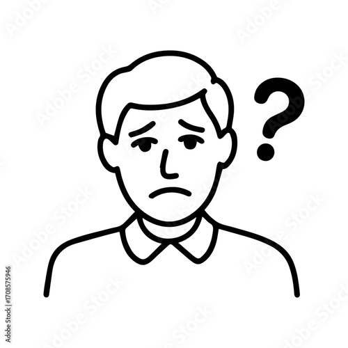 Confused man with a question mark, illustrating uncertainty and doubt