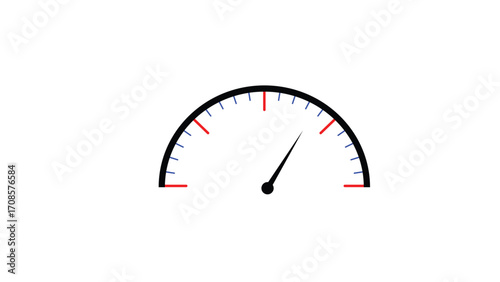 Simple Gauge Graphic Displaying Moderate Measure Presentation for Illustration or Dashboard Depiction of a Speedometer