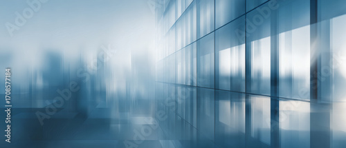 Minimalistisches Banner eines modernen Büros mit Glasfassade – Corporate Design