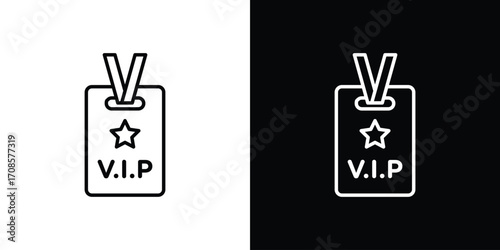 Vip pass icon in line design. Editable stroke icons.