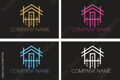 Real estate and home buildings logo icons template design, Real estate and home buildings logo icons template