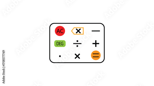 Minimalist Calculator Interface Design Featuring Basic Arithmetic Operations and Clear Functionality with Red, Green, and Orange Accents
