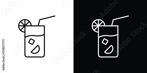 Tom Collins icon in line design. Editable stroke icons.