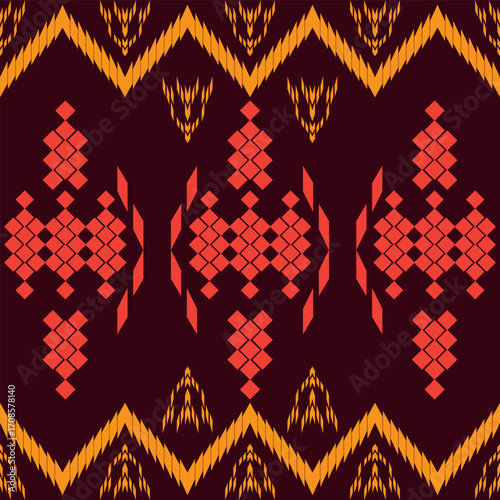 Ethnic patterns with rose red bold energy