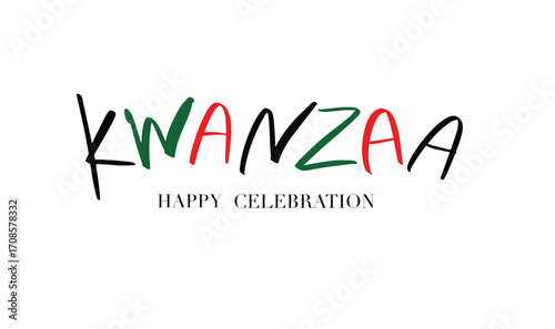 Happy kwanzaa ce;ebration text font calligraphy hand written lettering script black green red color object happy kwanzaa december candle banner poster indis culture african american holiday season art