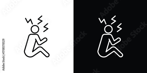 Stressed human icon in line design. Editable stroke icons.