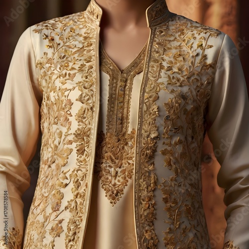 Wedding Shalwar Kameez with Embroidered Waistcoat
