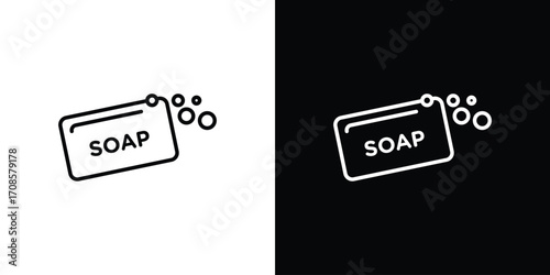 Soap bar icon in line design. Editable stroke icons.