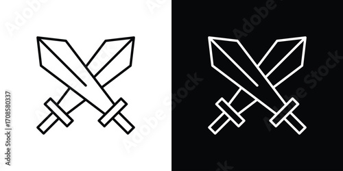 Role playing game icon in line design. Editable stroke icons.