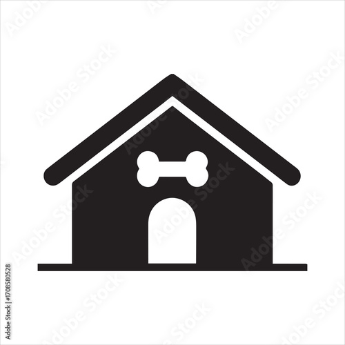 dog house silhouette vector, pet house icon vector