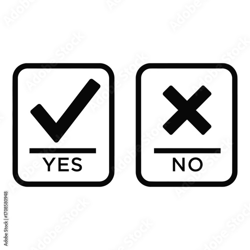 Vector art of a yes and no check box is displayed isolated on white background