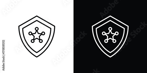 Police badge icon in line design. Editable stroke icons.