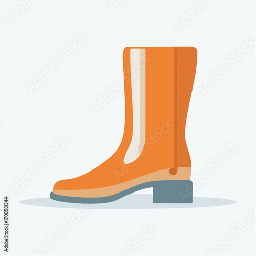 Illustration of a single orange boot, simple design, vector graphics, isolated footwear