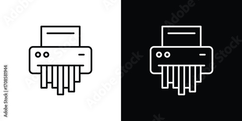 Paper shredder icon in line design. Editable stroke icons.