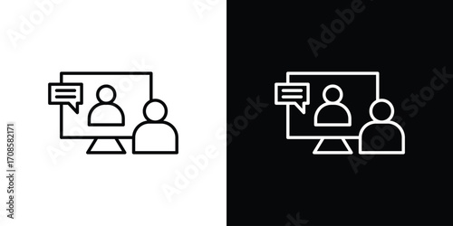 Online coaching icon in line design. Editable stroke icons.