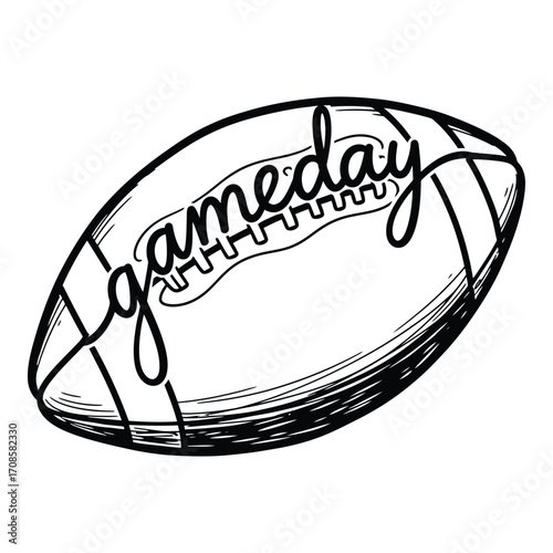 Vector art of a football with the word gameday isolated on white background
