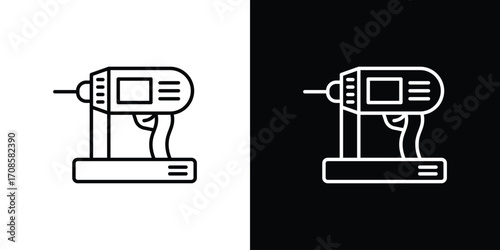 Nail gun icon in line design. Editable stroke icons.