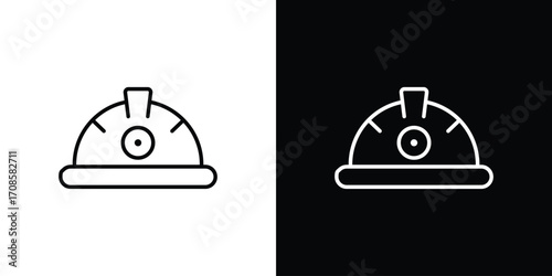 Miner helmet icon in line design. Editable stroke icons.