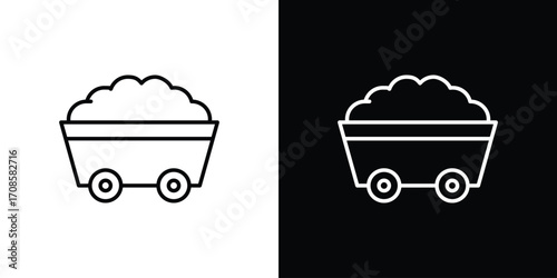 Mine wagon icon in line design. Editable stroke icons.