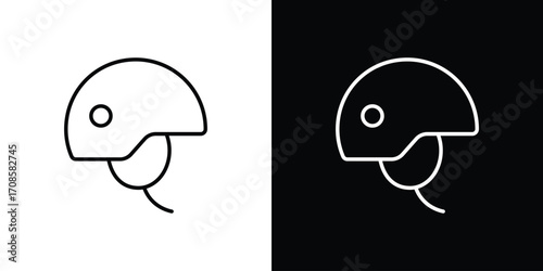 Military Helmet icon in line design. Editable stroke icons.