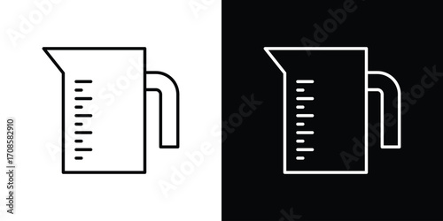 Measuring cup icon in line design. Editable stroke icons.