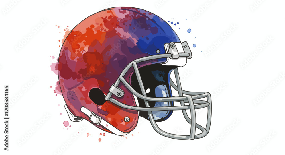 Fototapeta premium Watercolor vector illustration of an American football helmet in bright colors isolated on white background svg