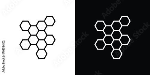 Honeycombs icon in line design. Editable stroke icons.