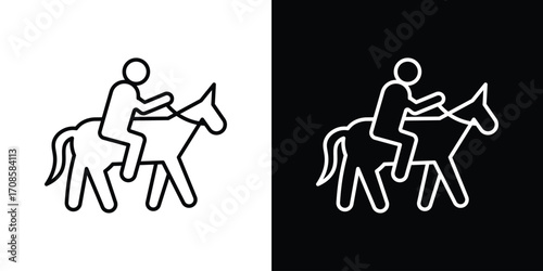 Horse riding icon in line design. Editable stroke icons.
