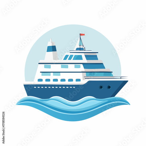 Illustrative graphic showcasing a marine vessel navigating aquatic expanses in a minimalist style