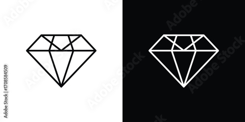 Gemstone icon in line design. Editable stroke icons.