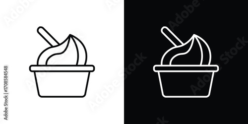 Frozen yogurt icon in line design. Editable stroke icons.