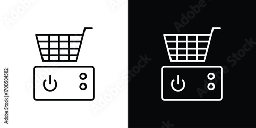 Fryer icon in line design. Editable stroke icons.