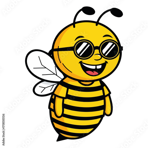 Cool Cartoon Bee Mascot with Sunglasses