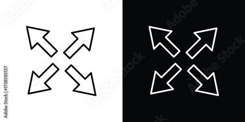 Expand arrows icon in line design. Editable stroke icons.