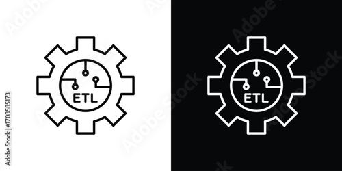 ETL icon in line design. Editable stroke icons.