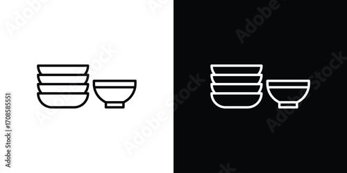 Dishes icon in line design. Editable stroke icons.