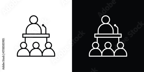 Convention icon in line design. Editable stroke icons.