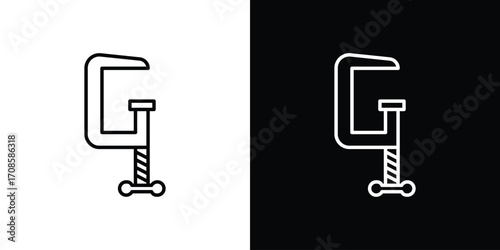 Clamp icon in line design. Editable stroke icons.