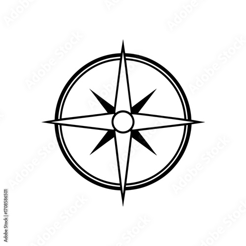 Compass rose with circle frame on transparent background