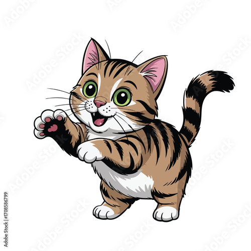 Cute Tabby Kitten with Yarn Ball