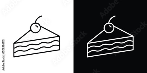 Cake piece icon in line design. Editable stroke icons.