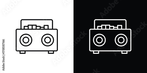 Boombox icon in line design. Editable stroke icons.
