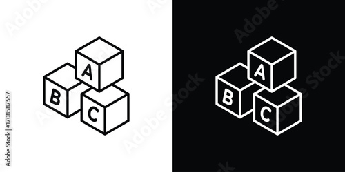 Baby ABC cubes icon in line design. Editable stroke icons.