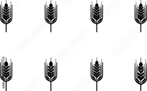"Wheat Ear Silhouettes Collection in Vector Design"