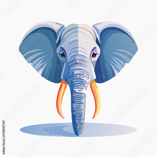 Stylized Elephant Portrait: A Detailed Illustration of an African Savanna Giant