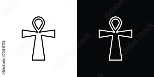 Ankh icon in line design. Editable stroke icons.