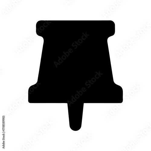 Black silhouette of a pushpin or thumbtack on a white background