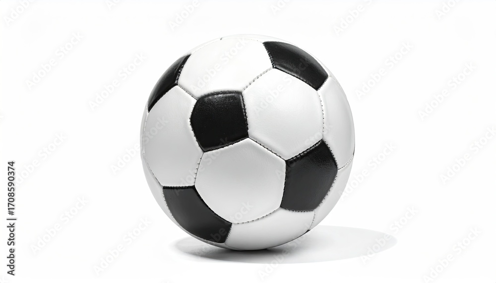 Classic Soccer Ball with Black and White Panels Isolated on Seamless White Background Minimalist Composition
