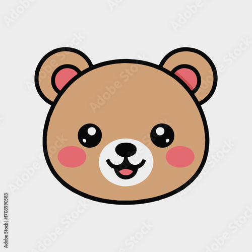 Vector art of cute bear cartoon face adorable teddy bear character with big eyes and a sweet smile perfect for childrens designs vector illustration of a friendly bear