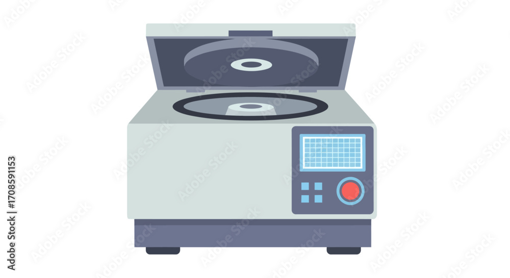 Fototapeta premium Laboratory Centrifuge Machine with Open Lid and Digital Display.